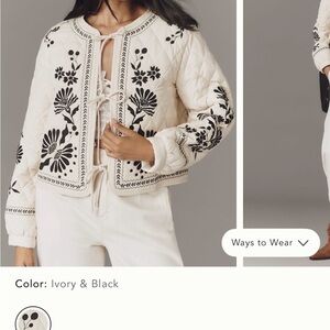 Stylish Ivory and Black Floral Utility Jacket